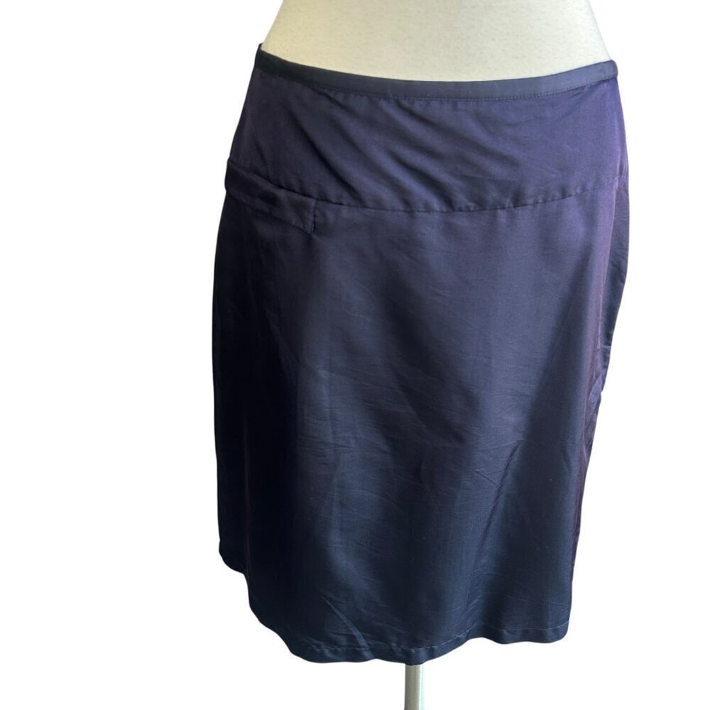 Calvin Klein Vintage Navy Blue Silk Blend Drop Waist Straight Skirt Size 12